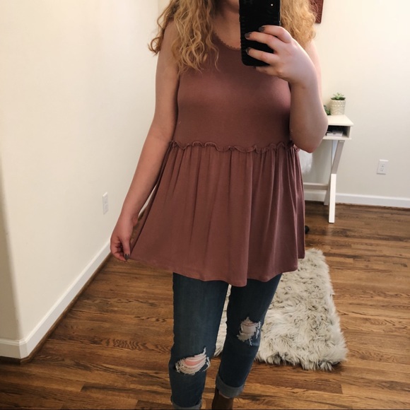 Jordyn Mauve Babydoll Tank - Picture 2 of 2
